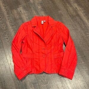 Caslon  embroidered cotton twill blazer in coral red